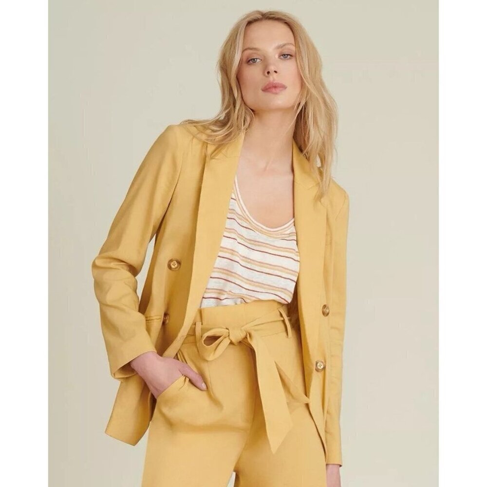 Veronica Beard Nisha Yellow Linen Wool Blend Dickey Blazer Jacket $595 Size 10
